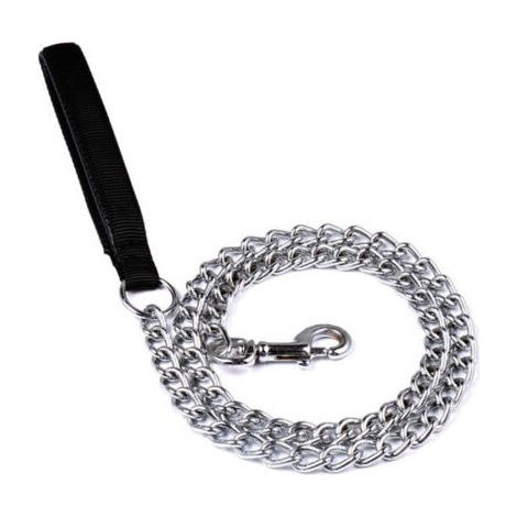 Metal leash chain for dogs, 180 cm, black, anti-bite. (1/4)