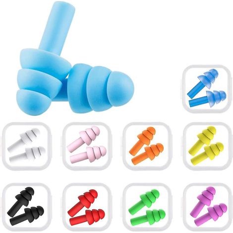 10 paires de bouchons d'oreilles en silicone pour la natation, adultes, ensemble de bouchons d'oreilles, protection auditive pour dormir, bouchons d'oreilles (1/5)