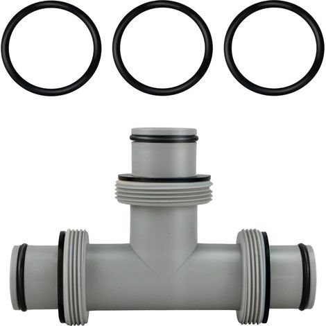 Raccord de tuyau en T pour tuyau de 38 mm, adaptateur de tuyau de piscine pour Intex Bestway Coleman, valve 3 voies 38 mm, kit de raccordement pour tuyaux de piscine (pièce en T 1,5")
