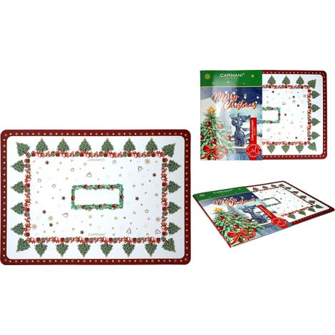 Tovaglietta di sughero SOTTO il piatto SUL tavolo Decorazione natalizia per le feste (1/5)