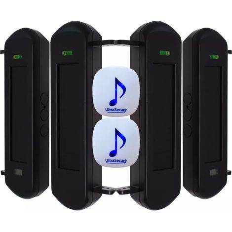 Ultra Secure – Double kit barrières infrarouges solaires – Alerte passage sans fil 600m – 2 carillons réglables – Technologie double faisceaux IP66 (1/5)