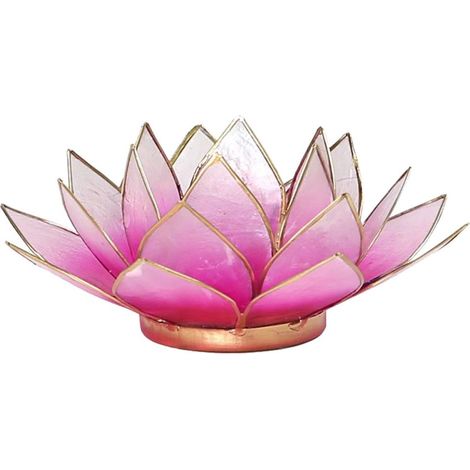 Porte Bougie Fleur de Lotus Rose foncé et or (1/2)