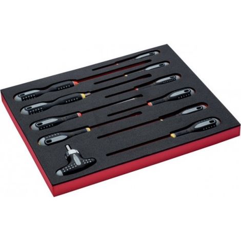 BAHCO - Jeu de tournevis pour vis à fente/Phillips, module mousse 2/3 Fit&Go - 11 pcs