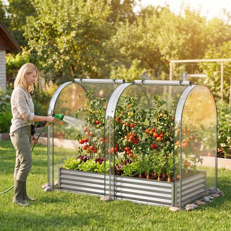 Galvanized Raised Garden Bed 6x3x1 Ft with PVC Cover (1/5)