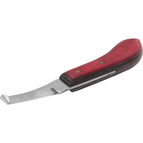 Couteau à pied droitier, grattoir incurvé pour parage des sabots, manche en bois, outil de maréchal-ferrant (1/5)