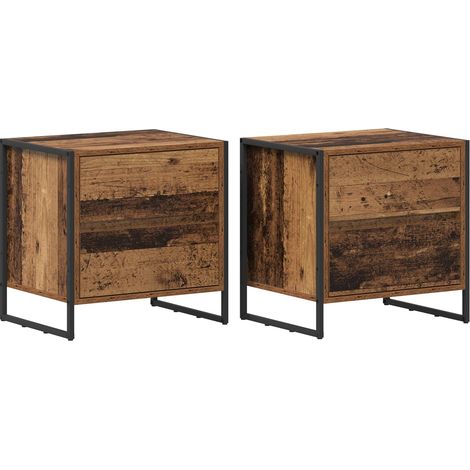 Maison Exclusive - Mesa de Noche con cajón 2 pcs Madera Vieja 50