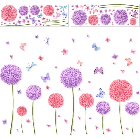 Lot de 2 stickers muraux, pissenlit, PVC écologique, design floral, décoration salon, chambre enfant (1/5)