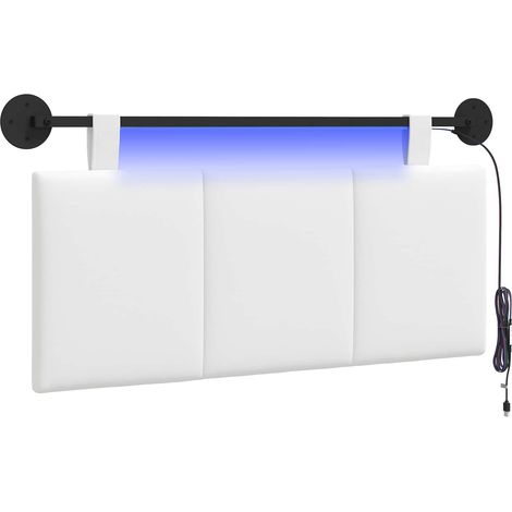 Maison Exclusive - Hängendes Kopfteil Mit LED Licht Weiß Stoff (1/5)