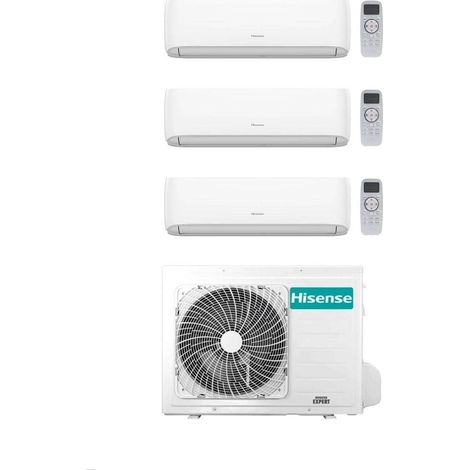 Hisense Climatizzatore Trial Split Hi Comfort 7+9+12 con 3AMW52U4RJA Inverter Wi-Fi R-32 Classe A++