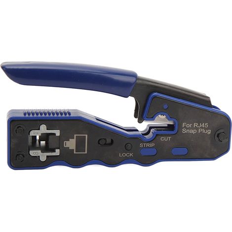 RJ45-Crimpzange mit Durchgangscrimper, RJ45 Cat6-Kristallkopf und Schutzkappe, Kabeltester, -schneider und -abisolierer (1/5)