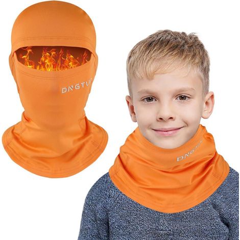 Kinder Sturmhaube Winter Orange, Multifunktional Winddicht Fleece Warm Skimaske für Radfahren, Jungen Mädchen 4-12 Jahre (1/5)