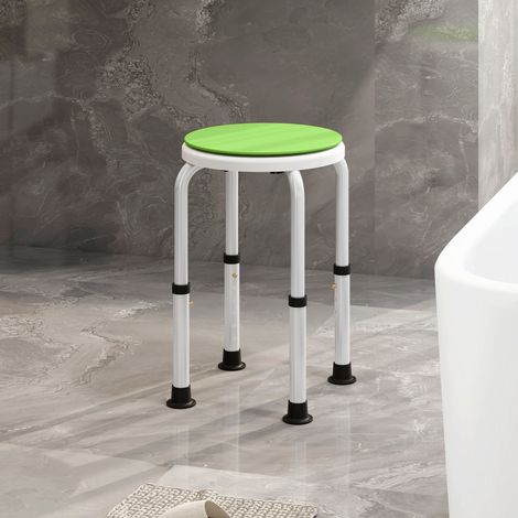 Sgabello da doccia, sedile antiscivolo per doccia, sgabello da bagno regolabile in altezza, girevole a 360°, in alluminio
