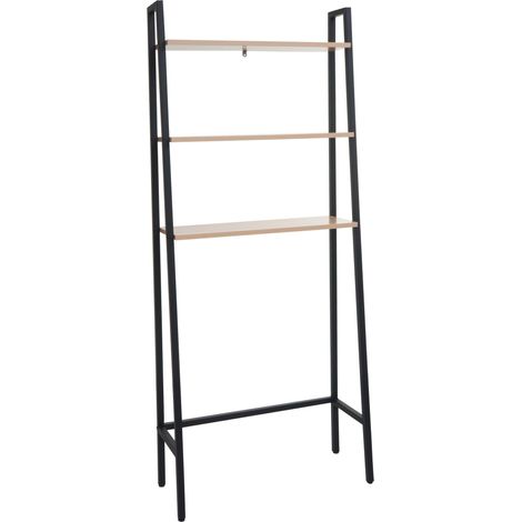 Étagère HWC-K82 - Étagère de salle de bain Étagère pour machine à laver Étagère échelle - Métal industriel Bois 155x64x25cm - n (1/5)