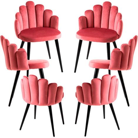 Packs Sillas Comedor - Pack 6 Sillas Hand Patas Negras Terciopelo - Rosa (1/5)