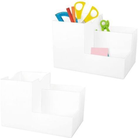 Organisateur de Bureau 2 Pcs Boîte de Rangement de Papeterie Porte-stylo en Plastique Multifonctionnel 4 Compartiments Grande Capacité Distributeur de Support de Fournitures pour Papeterie Cosmétiques