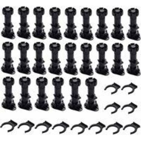 Lot de 24 Pieds de Meuble Réglables Noir 80-100mm avec 12 Clips, Pied d'Armoire Plastique pour Cuisine Canapé (1/5)