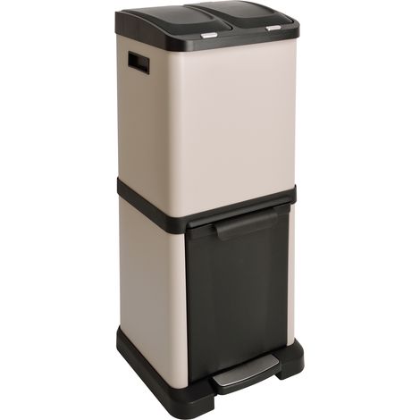 SVITA 3XCOMBO 32L Mülleimer Mülltrennsystem Abfalleimer mit Fächern Taupe (1/5)