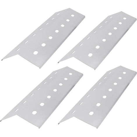 Lot de 4 distributeurs de Plaque de Flamme en Acier Inoxydable pour Barbecue à gaz, Couvercle de brûleur de Barbecue (L) 41 x (l) 14 cm