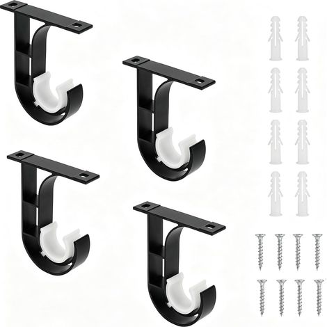 4 supports de tringle à rideaux 20–28 mm en aluminium pour mur et plafond (1/5)