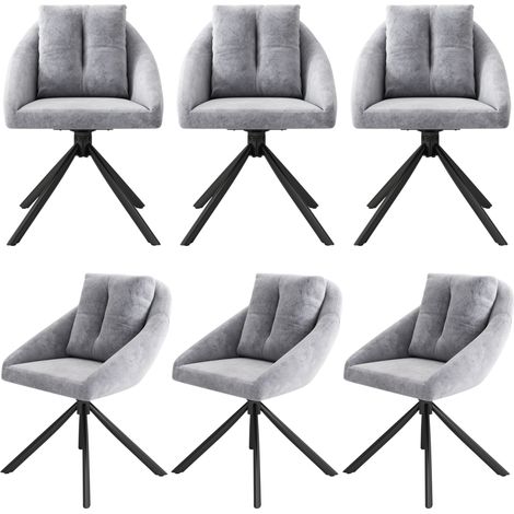 Set di 6 sedie da pranzo girevoli in velluto grigio, ergonomiche e moderne (1/5)