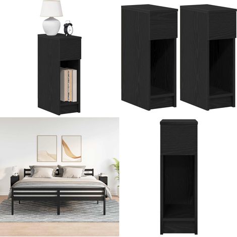 vidaXL Nachttische mit Schublade 2Stk. Schwarz Eichen-Optik 20x36x60cm (1/5)