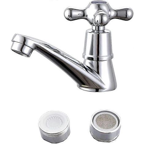 Robinet de lavabo à poignée unique, bec verseur d'eau froide, robinet d'évier moderne à une seule poignée, finition chromée, avec filtre. (1/5)