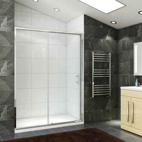 ELEGANT 1500mm Sliding Shower Door Reversible Bathroom Shower Enclosure Cubicle Door (1/5)