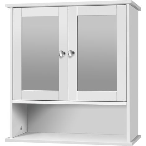 Bathroom Wall Cabinet Storage Shelf Mirror Double Door Cupboard Shelves Vanity (1/5)