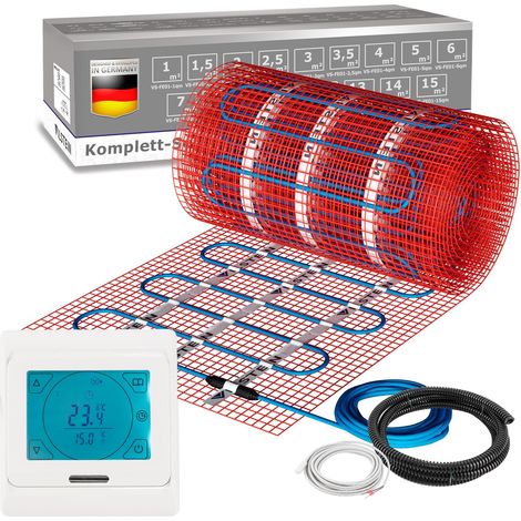VILSTEIN© Elektrische Fußbodenheizung 150W/m² TWIN Technologie Elektro Komplett-Set 15m² - 30m