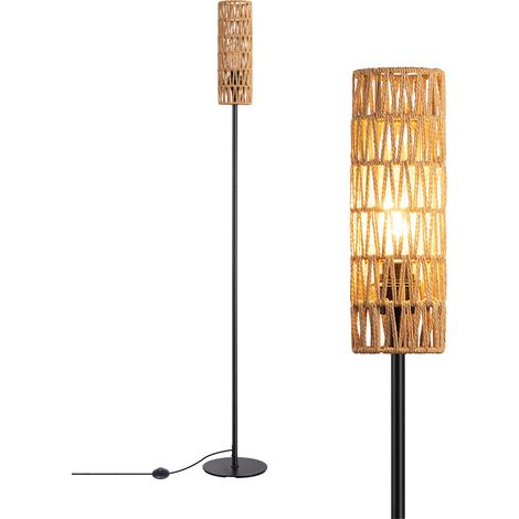 EDISHINE Lampadaire sur Pied Salon avec Abat-jour en Corde Tissée, E27 Ampoule LED 2700K Lumière Chaude Incluse, Interrupteur à Pédale, Bohème (1/5)