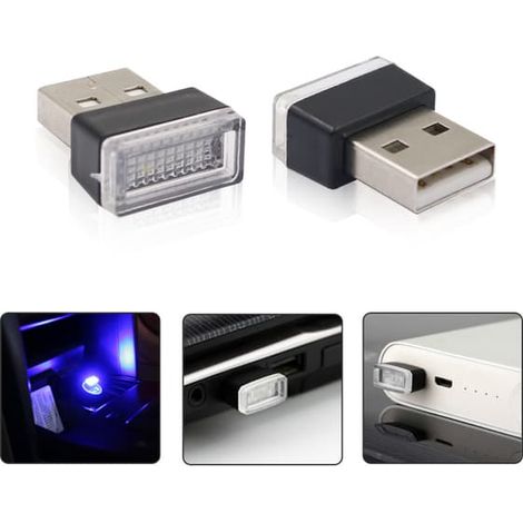 Lot de 2 mini lampes d'ambiance LED néon pour intérieur de voiture, alimentation USB (1/4)