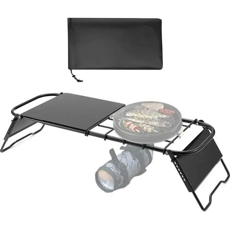 Grille de cuisson pliable pour feu de camp, support de mini-réchaud, table de barbecue à hauteur réglable, table de cuisine de camping, réchauds portables (1/4)