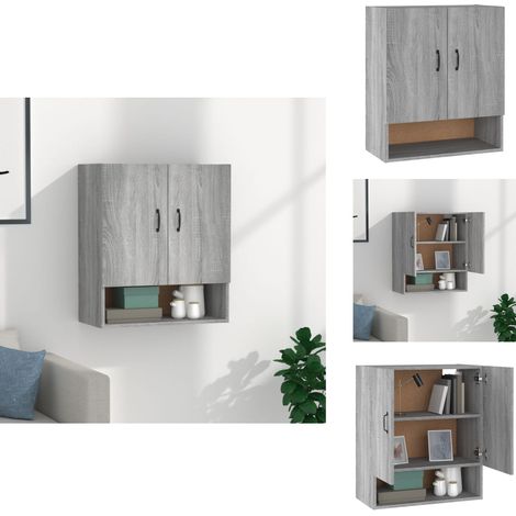 Armoire murale Sonoma gris 60x31x70 cm Bois d'ingénierie - Armoire Murale - Armoire Flottante - Rangement Mural - Meuble De Rangement - Armoire Grise (1/5)