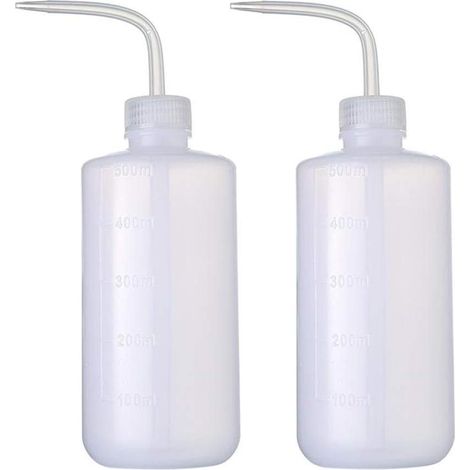 Lot de 2 flacons de lavage, 500 ml, bec verseur ajustable, plastique souple, pour tatouage et laboratoire (1/5)