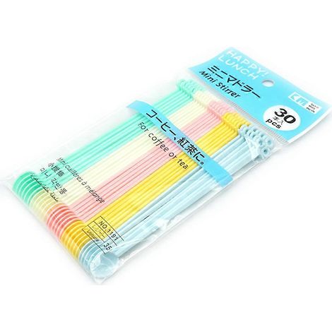 30 Stück bunte Plastiklöffel mit langem Griff für Kaffee, Tee, Eiscreme, Milch und Soßen