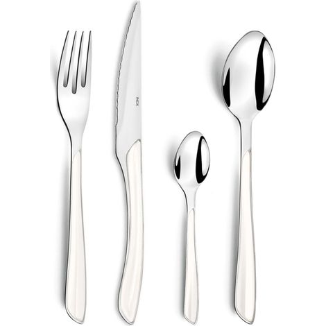 Ménagère 24 couverts acier inox 18/0 Pour 6 personnes, Blanc (1/5)