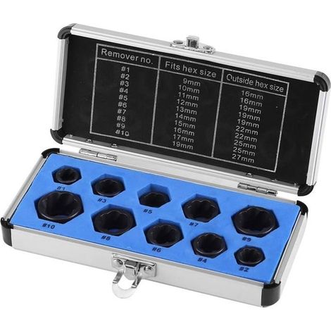 Extracteur d'écrous - CZYDDD - Kit d'outils de filetage - 10 pièces - Acier - Couleur bleue (1/4)