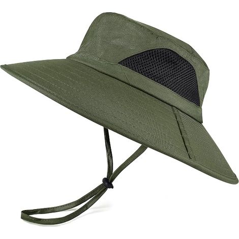 Chapeau de soleil unisexe, imperméable et pliable, vert armée (1/5)