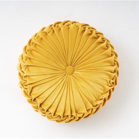 Style européen rond solide jaune coussin de siège velours tissu dos coussin canapé oreiller lit oreiller (1/4)