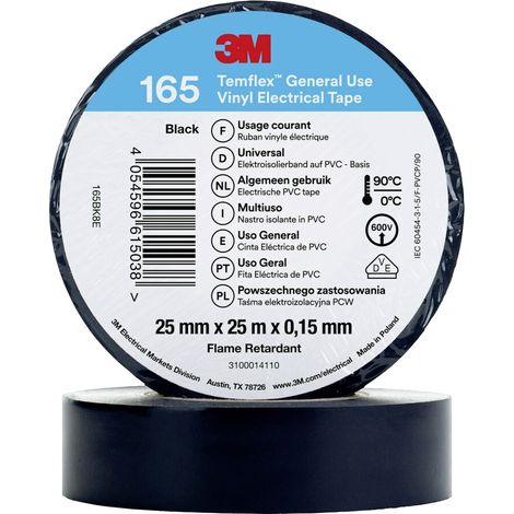 3M 165BK8E Isolierband Schwarz (L x B) 20 m x 25 mm 1 St. (1/5)