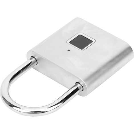 Cadenas intelligent à empreinte digitale rechargeable USB avec voyant LED de sécurité pour sac à dos, bagage et armoire (argent) (1/5)