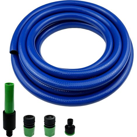 Tuyau d'arrosage court en PVC avec raccord rapide en plastique – 5 m, étanche et anti-nœuds, tuyau de raccordement ID de 12 mm pour machine à laver, camping-car, caravane (1/5)
