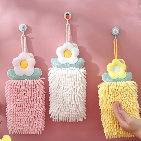 Set mit 3 weichen und saugfähigen Chenille-Mikrofaser-Handtuchbällen. (1/5)