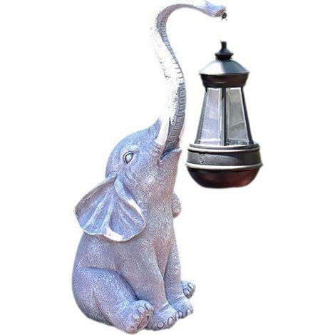 Statue de jardin solaire éléphant, lampe solaire, décoration de Cour avec lampe solaire, décoration de jardin, hauteur 33,5 cm, largeur 16 cm. (1/5)