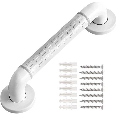 Barra de apoyo de pared，Barra de apoyo antideslizante de 35 cm para inodoro，barra de apoyo de acero inoxidable y nailon para ducha (1/2)
