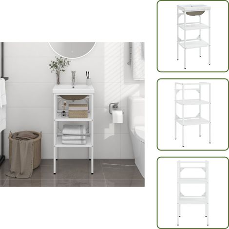 vidaXL Cadre de lavabo de salle de bain vasque à encastrer Blanc Fer