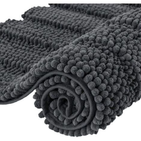 40×60cm, Gris Tapis de Bain Extra Absorbant Tapis pour Sortie de Douche en Microfibre Chenille Lavable en Machine