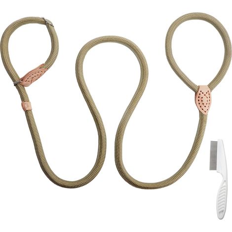 Dog Lead with Pull Stop + Brush – 150 cm Training Leash with Integrated Collar, Anti-Choke for Small and Medium Dogs – Walking and Grooming 2 in 1 (1/5)