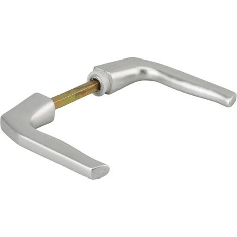 Béquille double pour porte jusqu'à 70mm – Aluminium fondu finition argent anodisé – Installation facile avec vis pointeau (1/2)