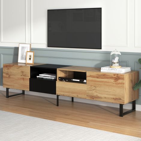 Mobile porta TV moderno con design nero e legno - ampio spazio contenitivo, struttura robusta 1903848cm